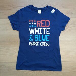 Red White & Blue Nurse Crew - New Women's Small Navy Blue T-Shirt